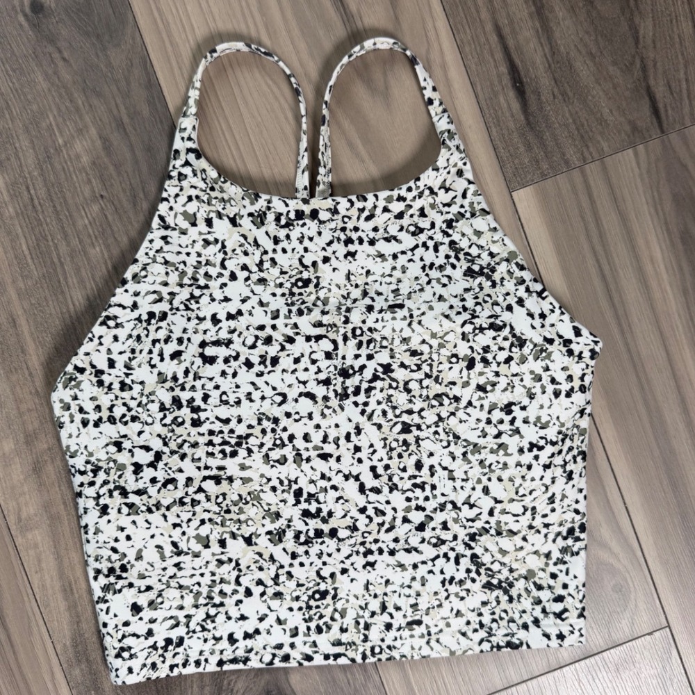 Old Navy Active Powersoft High Neck Racerback Crop Tank Top Speckled Print Small